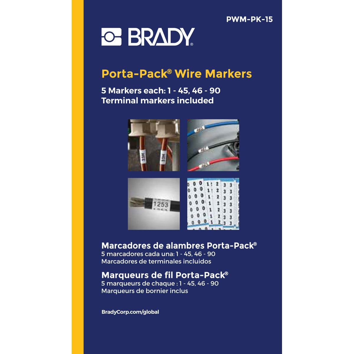 PWM-PK-15 Porta-Pack  Die-Cut Numeric Wire Marker Book, 1-1/2 in L x 0.2 in W, Black on White, B-500 Vinyl Coated Fabric