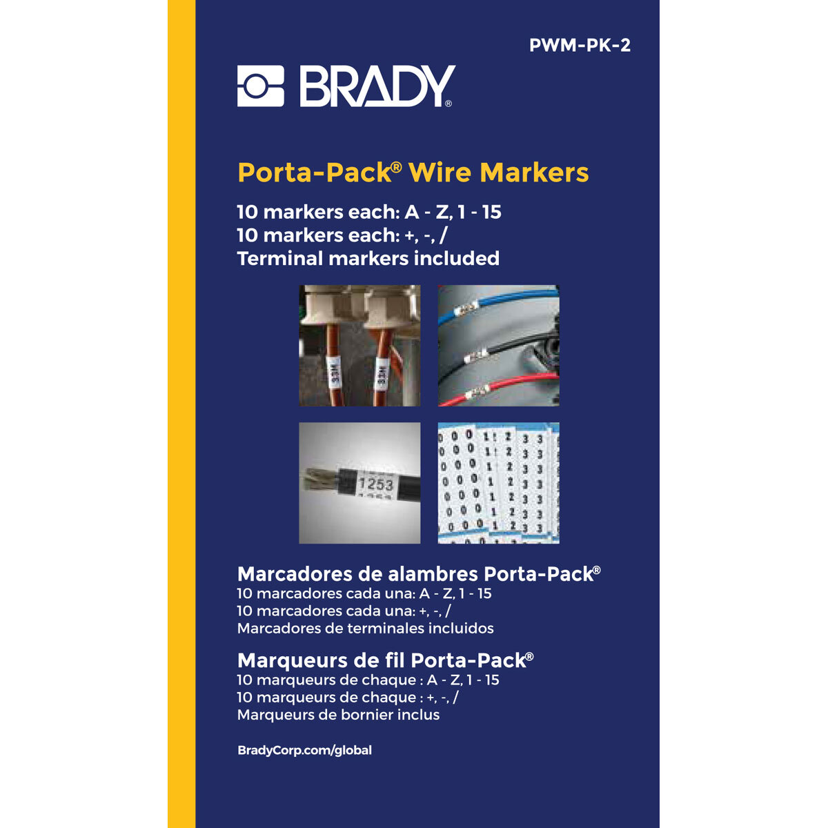 PWM-PK-2 Die-Cut in Format Pre-Printed Wire Marker Book, 1-1/2 in L 0.2 in W, Black on White, B-500 Vinyl Coated Fabric