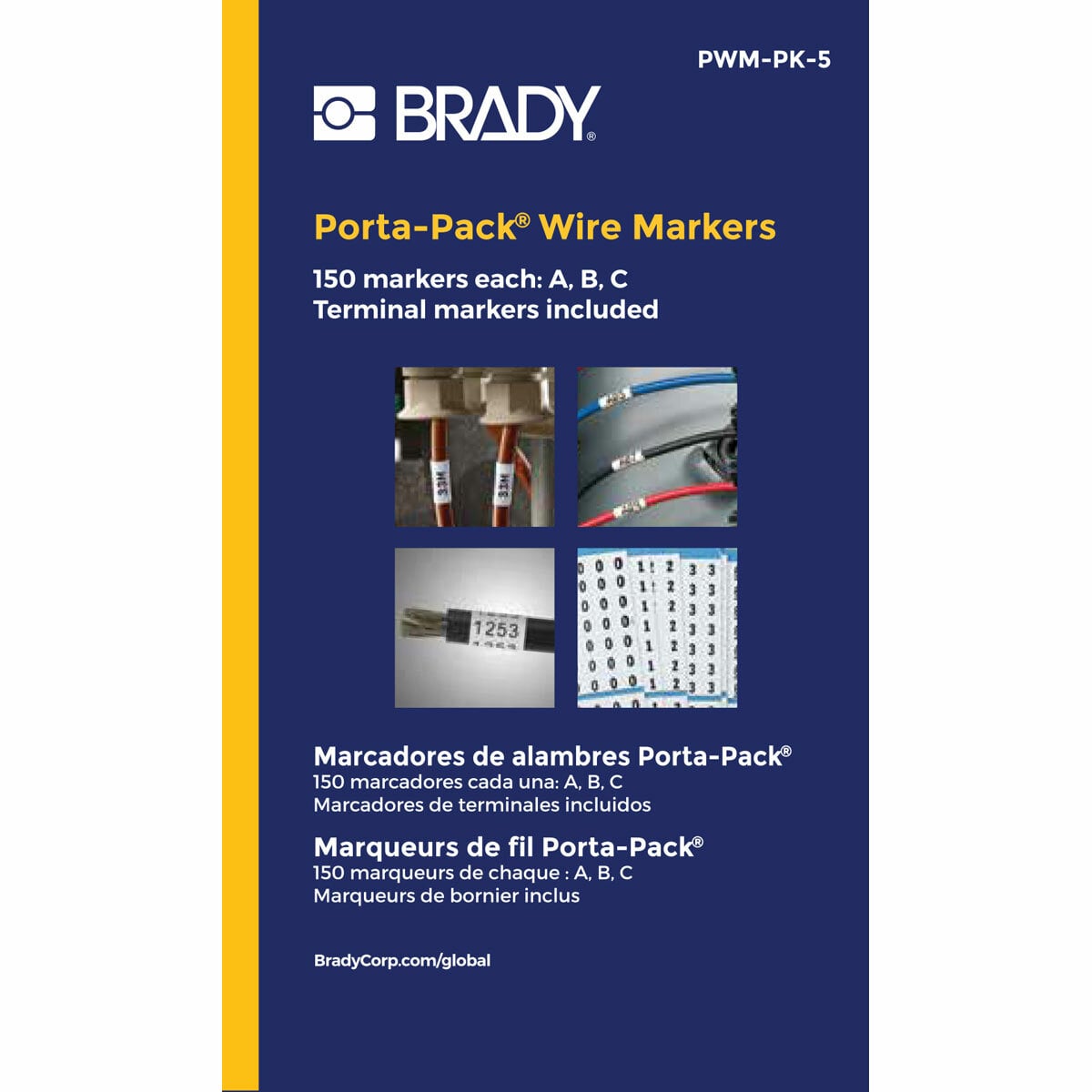 PWM-PK-5 Porta-Pack  Die-Cut in Book Format Pre-Printed Wire Marker Book, 1-1/2 in L x 0.2 in W, Black on White, B-500 Vinyl Coated Fabric
