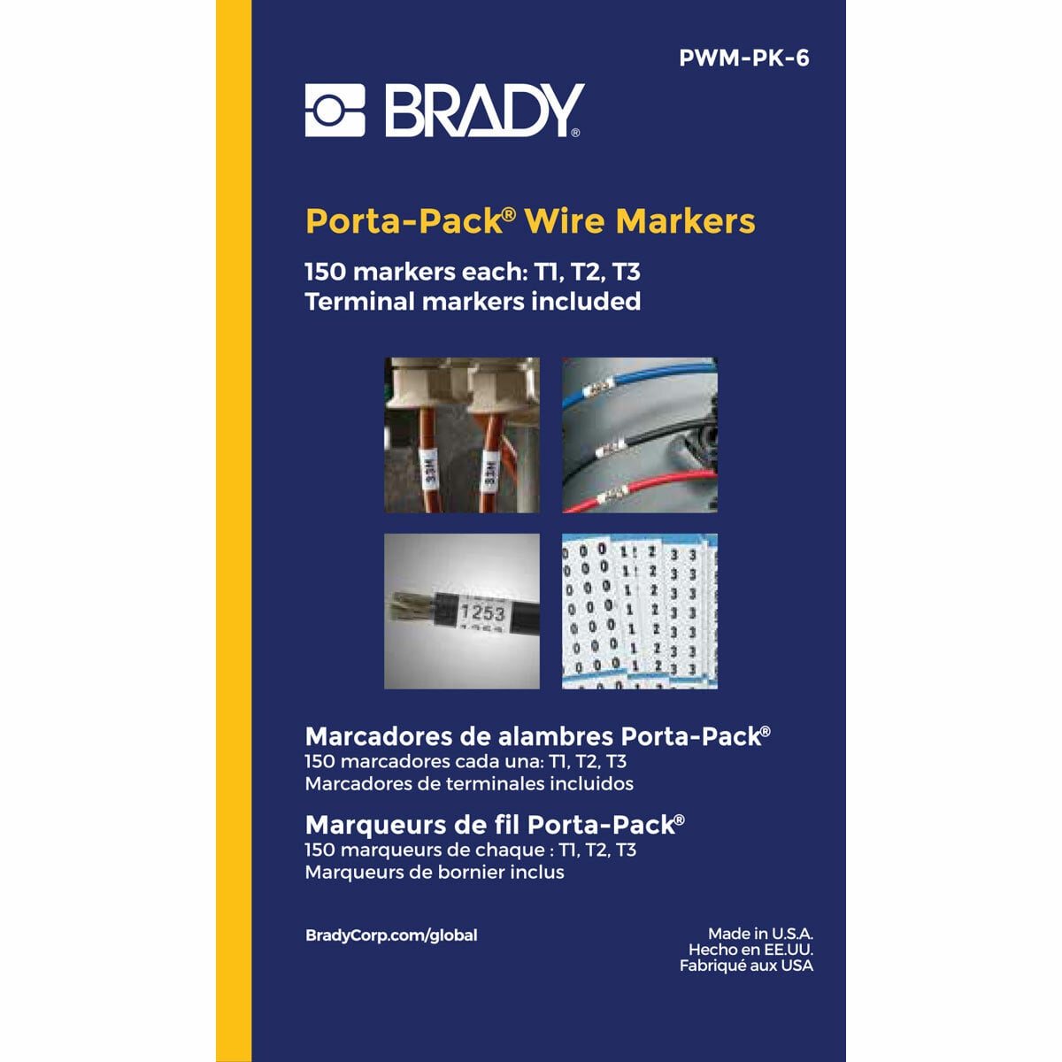 PWM-PK-6 Porta-Pack  Die-Cut in Book Format Pre-Printed Wire Marker Book, 1-1/2 in L x 0.2 in W, Black on White, B-500 Vinyl Coated Fabric