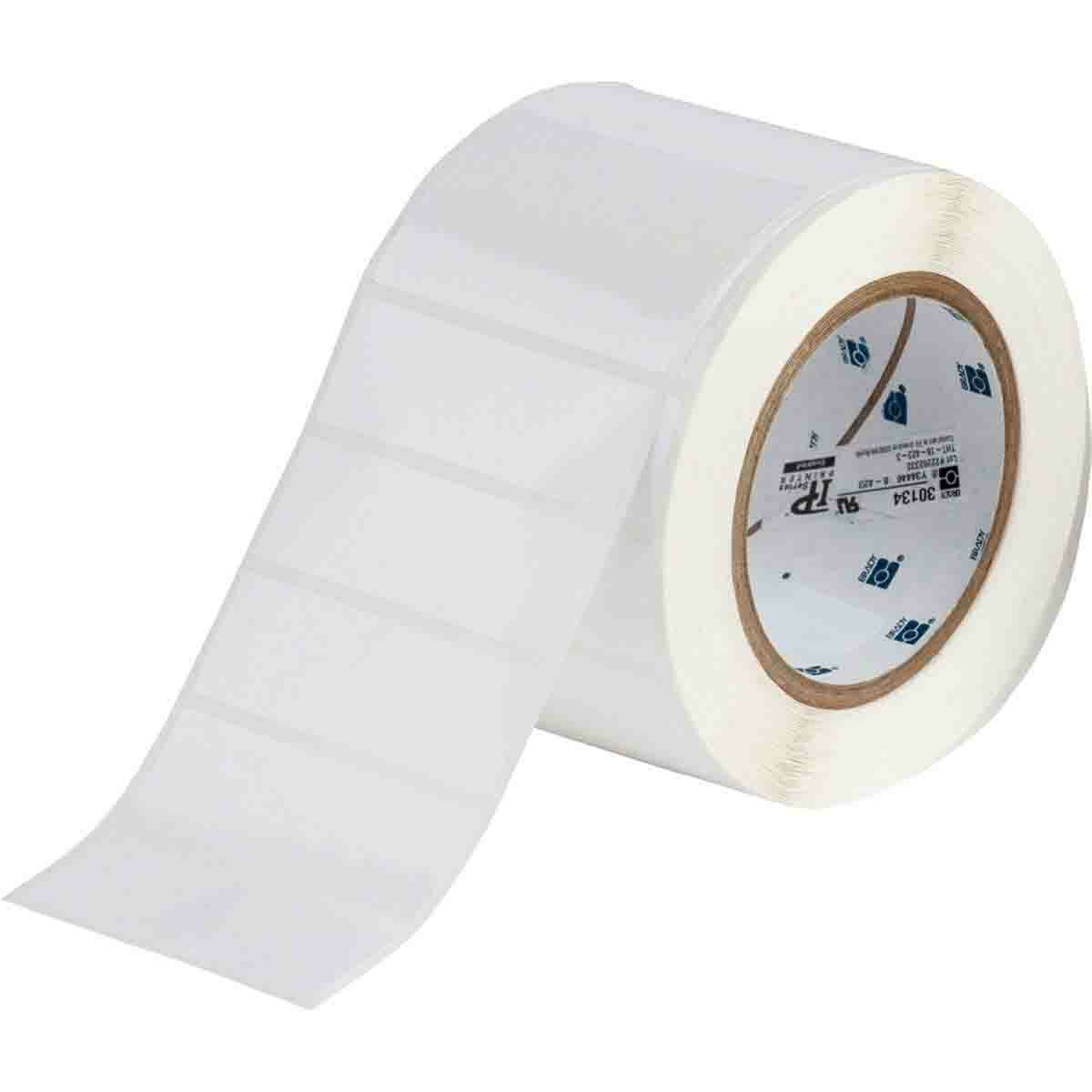 THT-18-423-3 WorkHorse Blank Rectangular Thermal Transfer Label, 1 in L x 3 in W, Blank Legend, White, B-423 Polyester