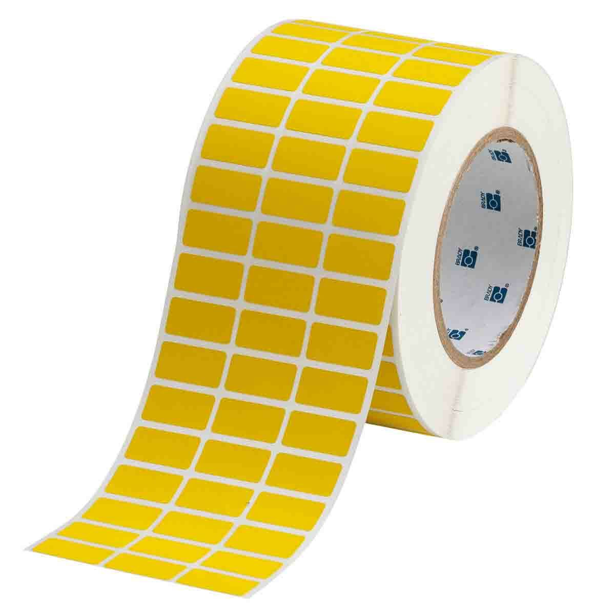 THT-5-437-10-YL Rectangular Printer Label, 1/2 in L x 1 in W, Yellow, B-437 Polyvinyl Fluoride