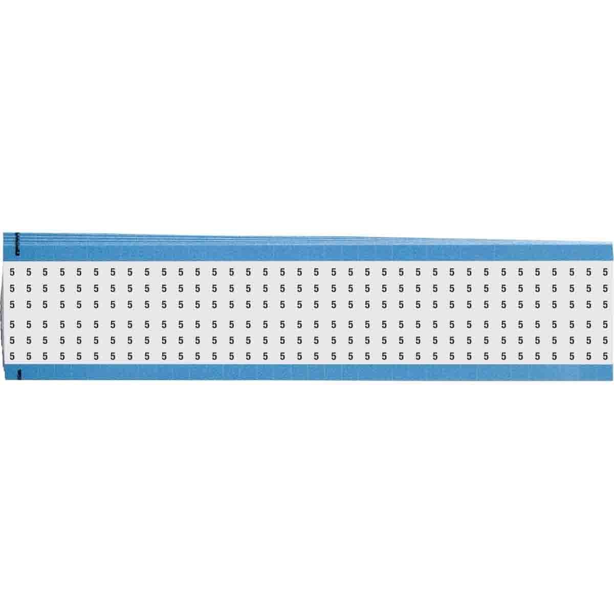 WM-5-VP WM Series Die-Cut Pre-Printed Solid Number Wire Marker Card, 1/4 in W, Black on White, B-500 Repositionable Vinyl Coated Fabric, 36 Markers per Card