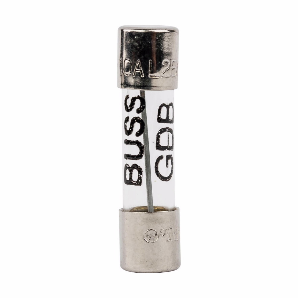 BK/GDB-10A GDB Fast-Acting Fuse, 10 A, 250 V AC/32 V DC, 35 AIC Interrupt, Cylindrical Body