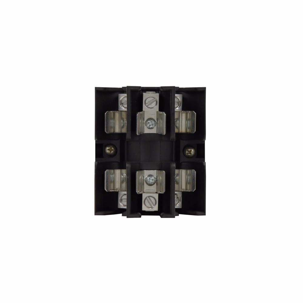 JP60030-3CORA Pyramid/Open Style Fuse Block With DIN Rail Adapter, 600 V AC/DC, 30 A, Class: J, 14 to 2 AWG Wire, 3 Poles