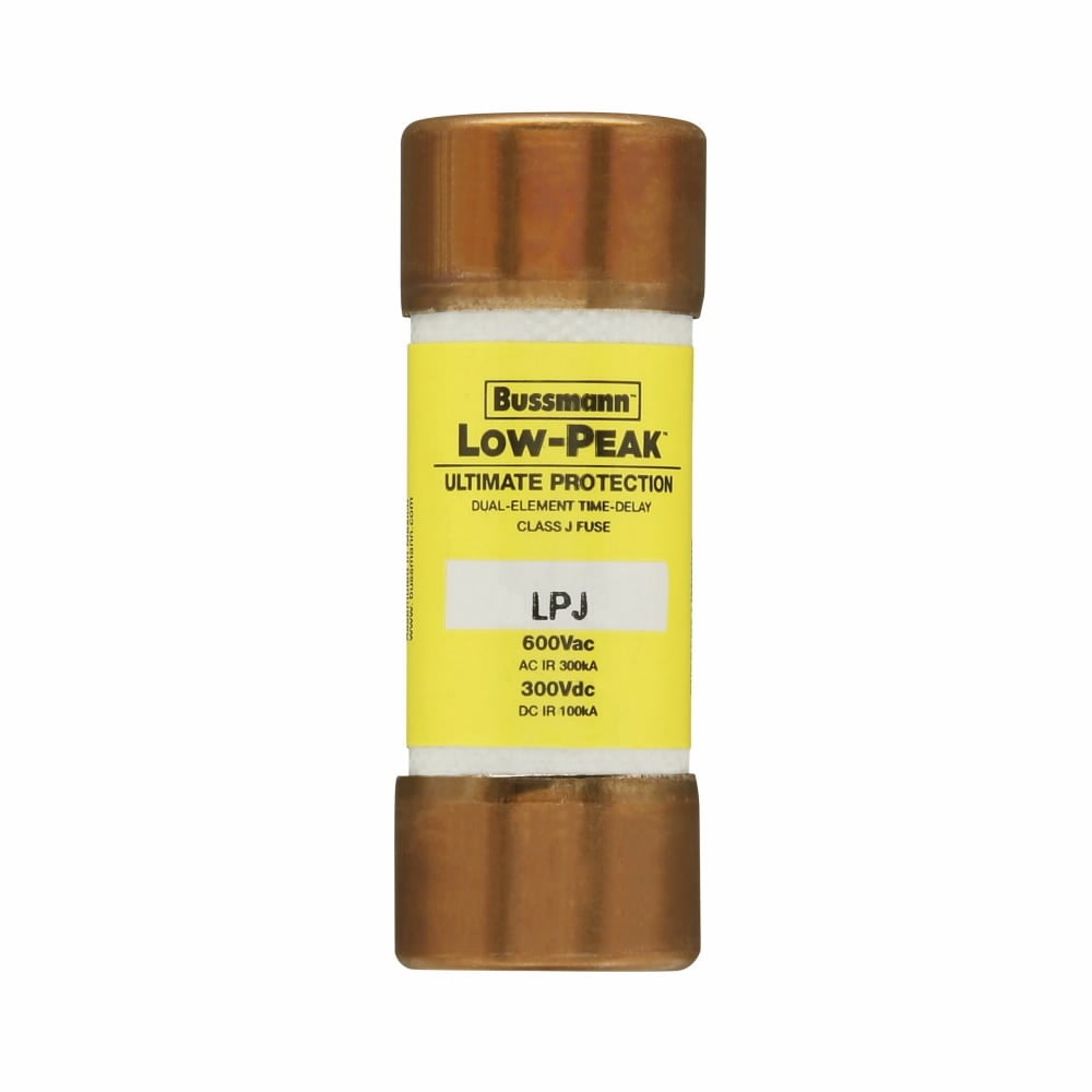 LPJ-10SP Low-Peak Current Limiting Time Delay Fuse, 10 A, 600 V AC/300 V DC, 300/100 kA, Class J, Cylindrical Body