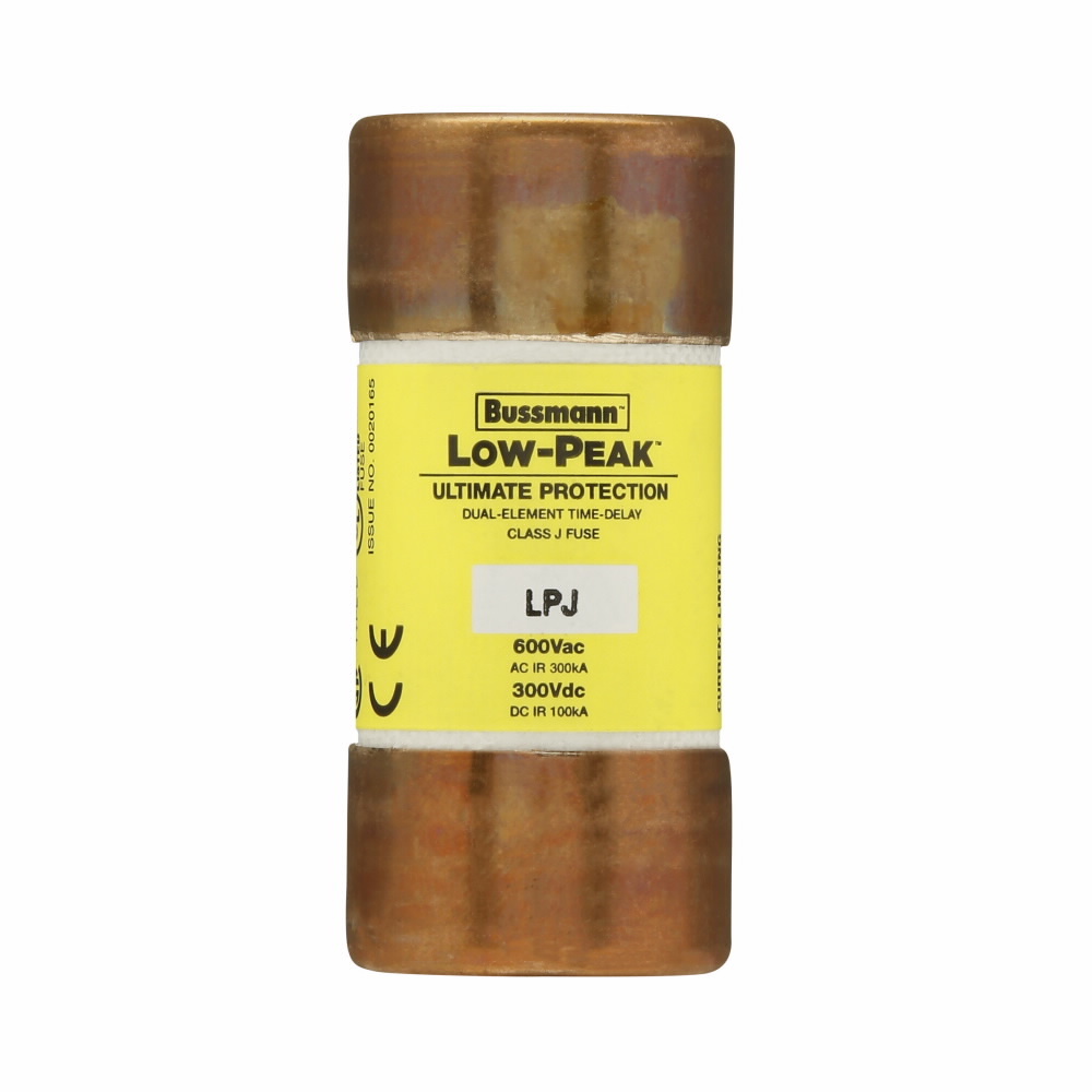 LPJ-35SP LPJ Current Limiting Time Delay Fuse, 35 A, 600 V AC/300 V DC, 300/100 kA Interrupt, Class: J, Cylindrical Body