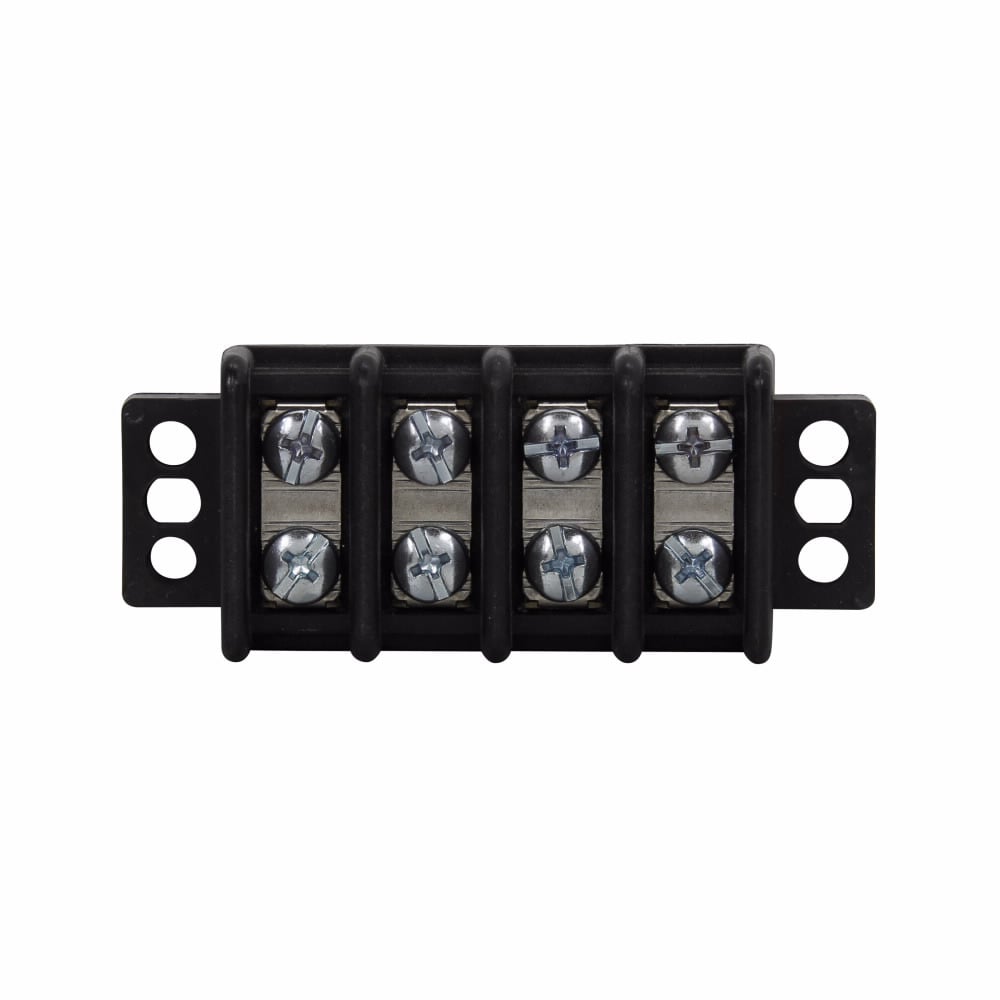 TB300-04 4-Pole Double Row Terminal Block, 600 V, 30 A, 22 to 8 AWG Wire, Black