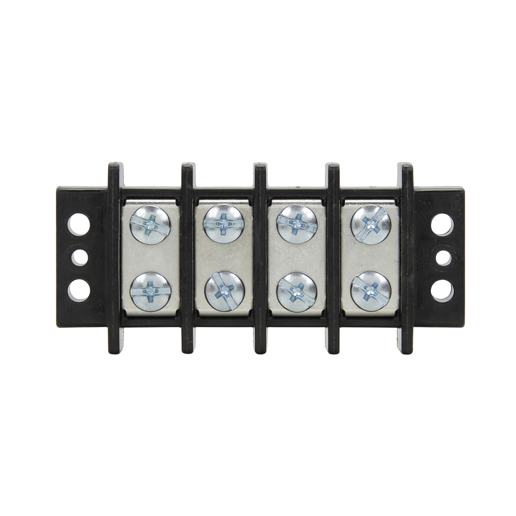 TB400-12 12-Pole Double Row Terminal Block, 600 V, 75 A, 14 to 6 AWG Wire, Black