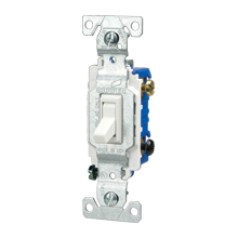 Eaton toggle switch, 15A, Wall, 120V, Back and side, push wire, Non-grounding, Brown, Three-Way