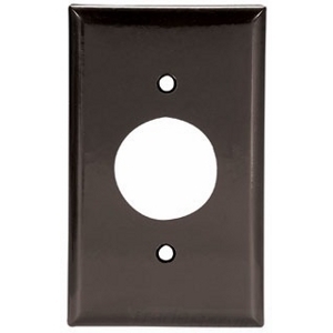 Eaton Single receptacle wallplate, Brown, 1.406" Hole Cutout, Thermoset, Single- gang, Mid-size, ED Box