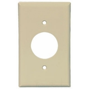 Eaton Single receptacle wallplate, Ivory, 1.406" Hole Cutout, Thermoset, Single- gang, Mid-size, ED Box