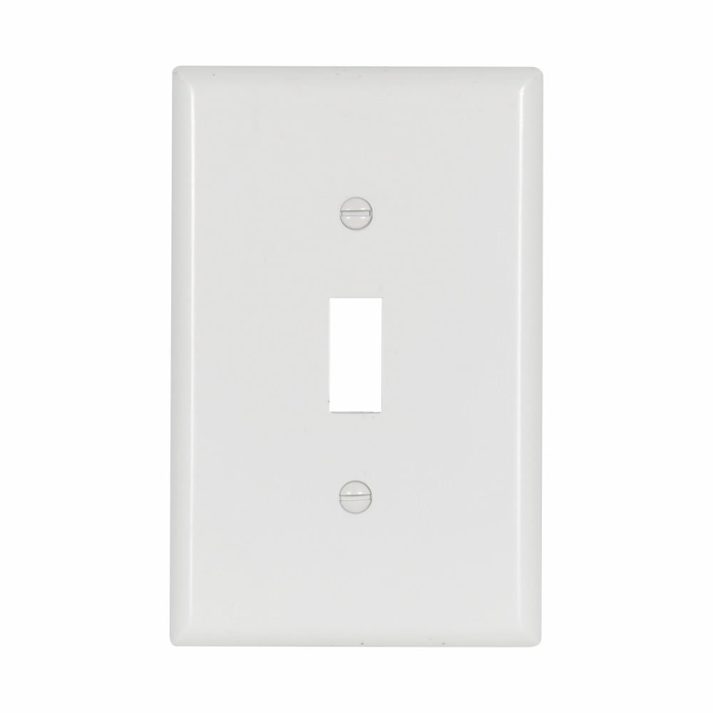 Eaton Toggle wallplate, White, Toggle Cutout, Thermoset, Single- gang, Mid-size