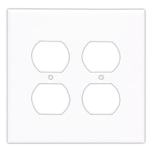 Eaton Duplex receptacle wallplate, White, Duplex receptacle Cutout, Thermoset, Two- gang, Mid-size, ED Box
