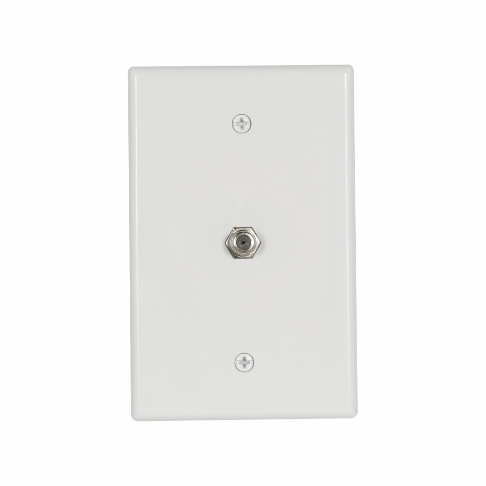 Eaton Wallplate with connector W/1 F Type Coax Adap Thermo Mid WH