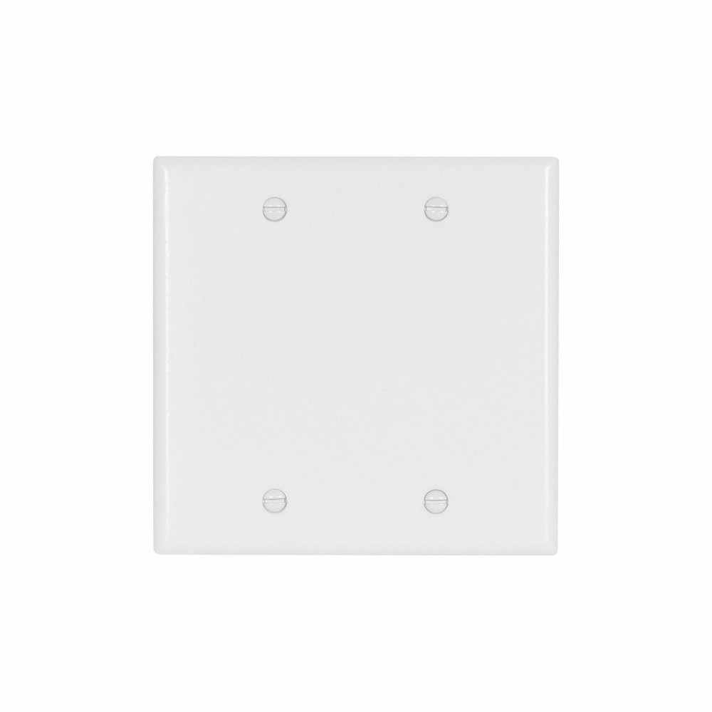 2137W-BOX Arrow Hart 2000 Standard Blank Wall Plate, 2 Gangs, 4.56 in W x 4.5 in H, Thermoset, White