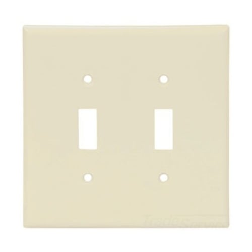 Standard Size Toggle Switch Wallplate, Almond, Toggle, Thermoset, 2, Standard