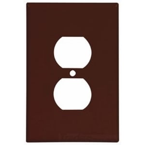 Eaton Duplex receptacle wallplate, Brown, Duplex receptacle Cutout, Thermoset, Single- gang, Oversize, ED Box