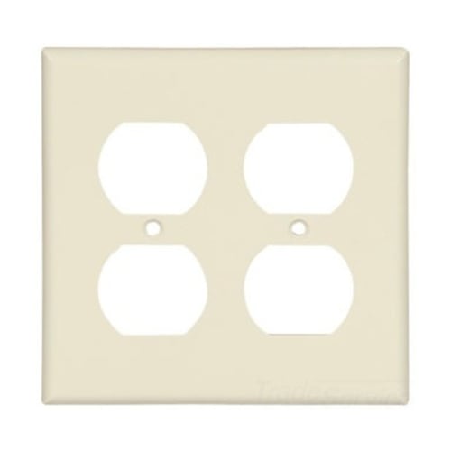 Standard Size Duplex Receptacle Wallplate, Almond, Power outlet, Thermoset, 2, Standard