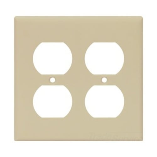 Standard Size Duplex Receptacle Wallplate, Ivory, Power outlet, Thermoset, 2, Standard