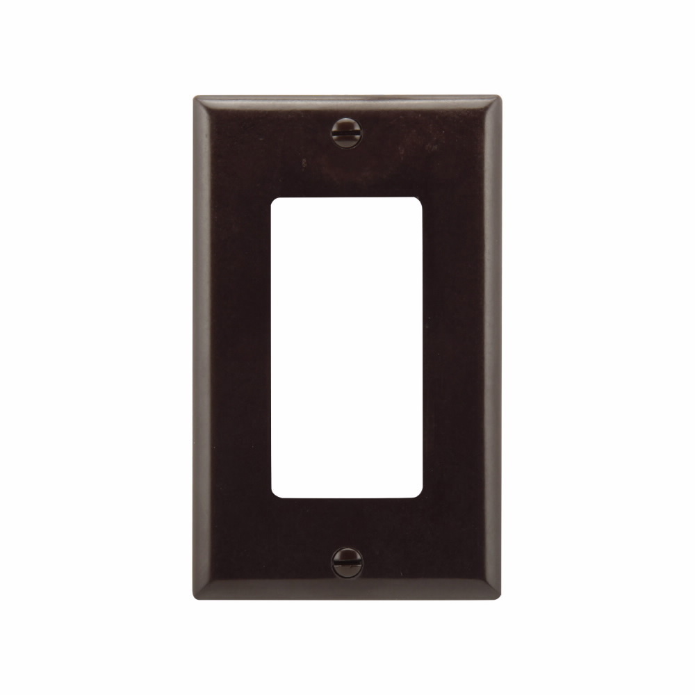 Eaton Decorator / GFCI wallplate, Brown, Decorator Cutout, Thermoset, Single- gang, Standard, ED Box