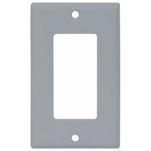 Eaton Decorator / GFCI wallplate, Gray, Decorator Cutout, Thermoset, Single- gang, Standard, ED Box