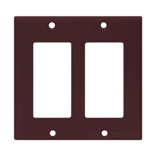 Eaton Decorator / GFCI wallplate, Brown, Decorator Cutout, Thermoset, Two- gang, Standard, ED Box