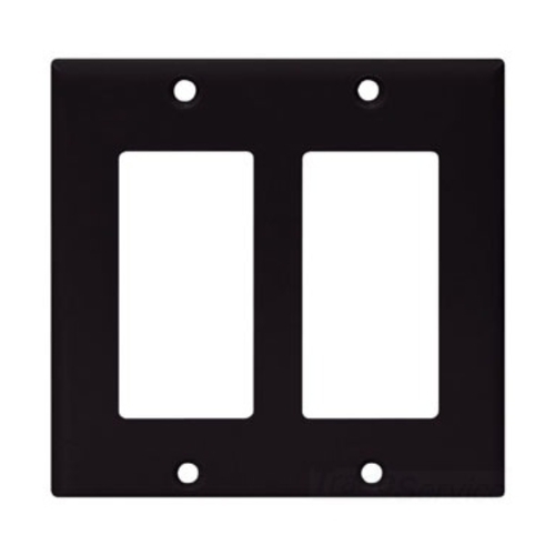 Eaton Decorator / GFCI wallplate, Black, Decorator Cutout, Thermoset, Two- gang, Standard, ED Box