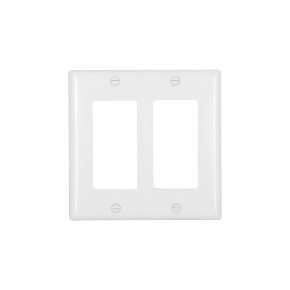 2152W-BOX Arrow Hart 2000 Standard Decorator Wall Plate, 2 Gangs, 4.56 in W x 4.5 in H, Thermoset, White