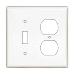 Eaton Combination wallplate, Ivory, Toggle, Decorator Cutout, Thermoset, Two- gang, Standard, ED Box