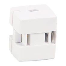 Eaton straight blade connector , #18-10 AWG, 10A, Residential, 125V, Back wire, White, Brass, Thermoplastic, 1-15R, Two-pole, two-wire, non grounding, Insulation piercing, 18-2 SPT-1 cord, Thermoplastic, Bulk