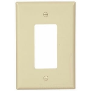 Eaton Decorator / GFCI wallplate, Ivory, Decorator Cutout, Thermoset, Single- gang, Oversize, ED Box