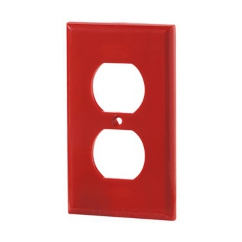 5132RD-BOX Arrow Hart 5000 Standard Receptacle Wall Plate, 1 Gangs, 2-3/4 in W x 4-1/2 in H, Nylon/Thermoplastic, Red