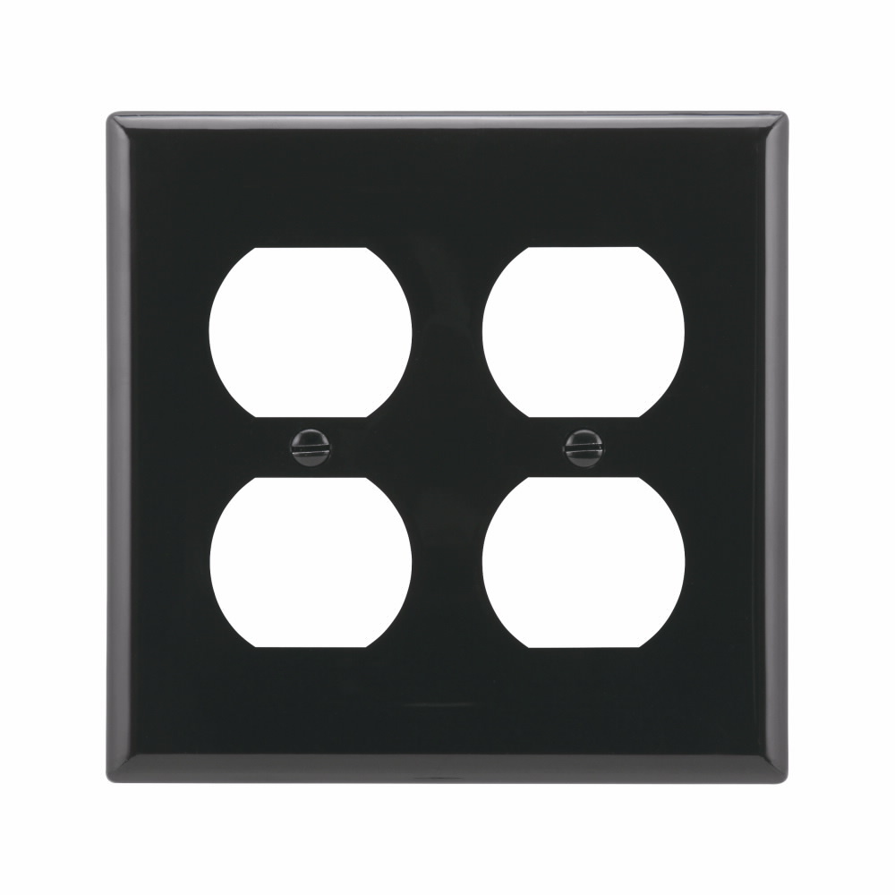 Eaton Duplex receptacle wallplate, Black, Duplex receptacle Cutout, Nylon, Two- gang, Standard