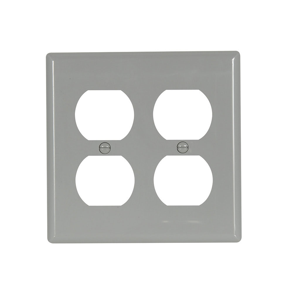 5150GY-BOX Arrow Hart 5000 Decorator Standard Receptacle Wall Plate, 2 Gangs, 4.56 in W x 4.5 in H, Nylon/Thermoplastic, Gray