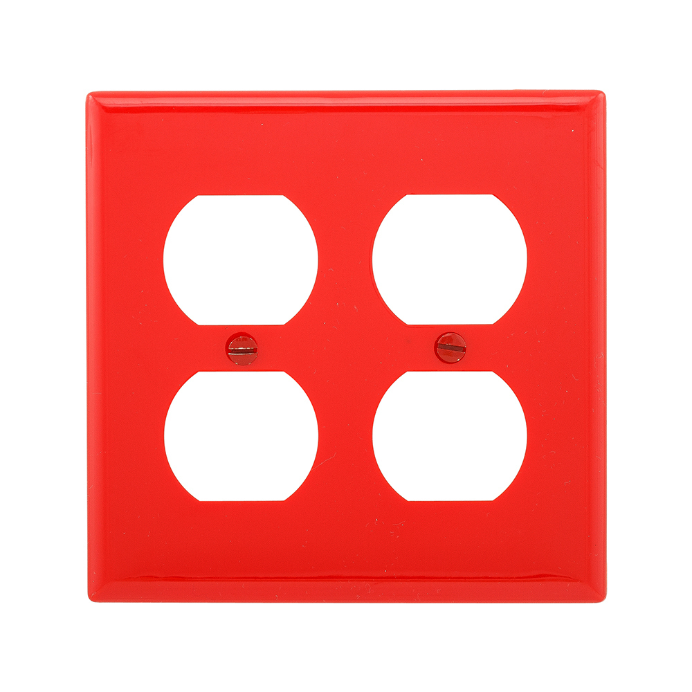 5150RD-BOX Arrow Hart 5000 Standard Receptacle Wall Plate, 2 Gangs, 4.56 in W x 4.5 in H, Nylon/Thermoplastic, Red