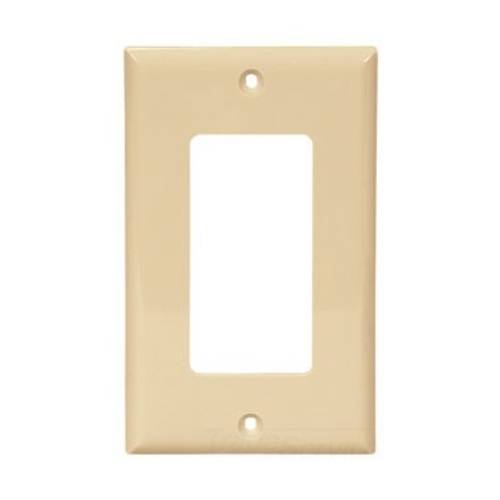 Eaton Decorator / GFCI wallplate, Ivory, Decorator Cutout, Nylon, Single- gang, Standard, ED Box