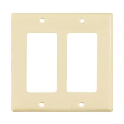 Eaton Decorator / GFCI wallplate, Almond, Decorator Cutout, Nylon, Two- gang, Standard