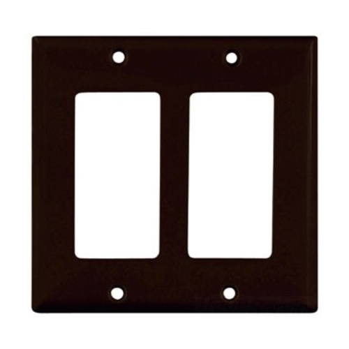 Eaton Decorator / GFCI wallplate, Black, Decorator Cutout, Nylon, Two- gang, Standard