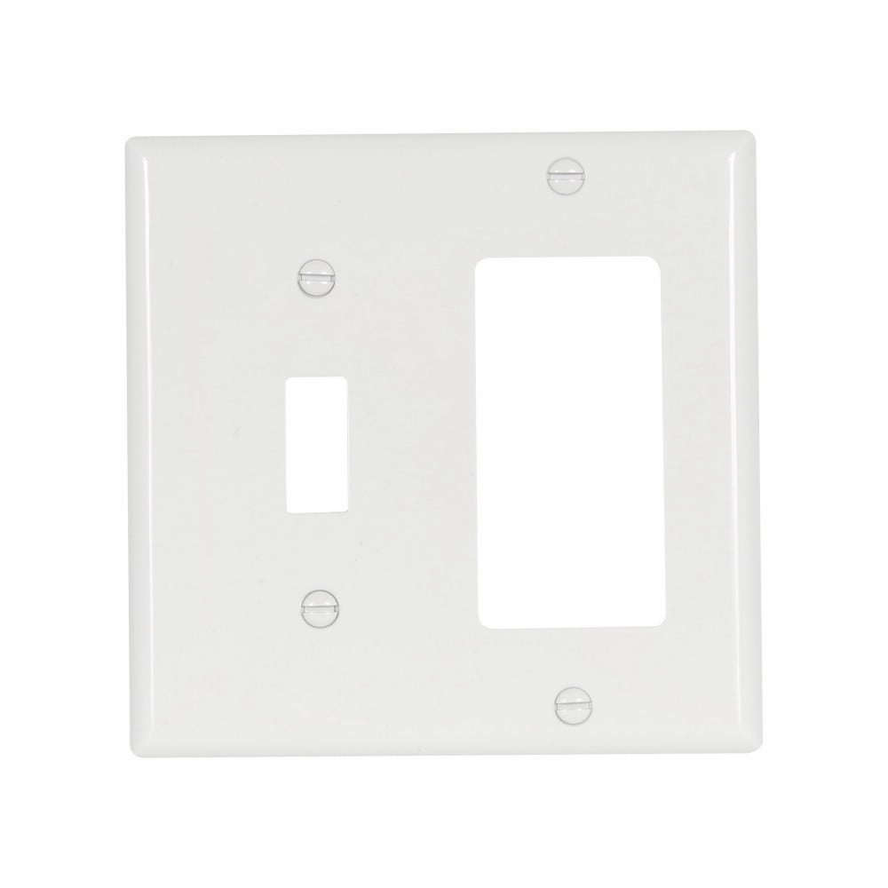 5153W-BOX Arrow Hart 5000 Standard Combination Wall Plate, 2 Gangs, 4.56 in W x 4.5 in H, Nylon/Thermoplastic, White
