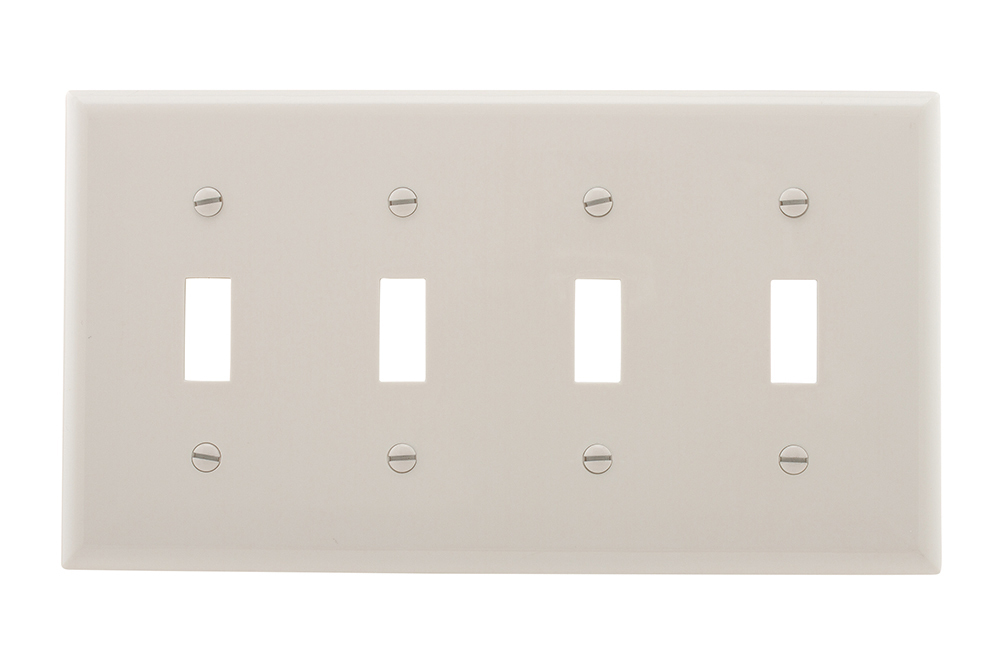 5154W-BOX Arrow Hart 5000 Standard Toggle Switch Wall Plate, 4 Gangs, 4.5 in W x 8.19 in H, Nylon/Thermoplastic, White