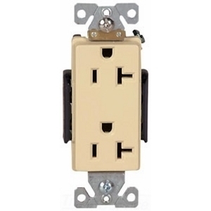 6362V Arrow Hart 6362 Decorator Duplex Premium Straight Blade Receptacle, 125 V AC, 20 A, 2 Poles, 3 Wires, Ivory