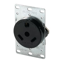 Eaton Arrow Hart heavy-duty flush mount receptacle , #4 AWG, 20A, Industrial, Flush, 125/250V, Side wire, Ivory, Brass, Nylon, 10-20R, Single, Screw, Nylon, ED Box