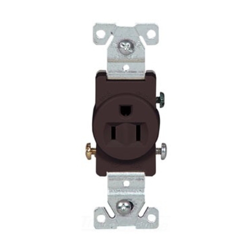 817B-BOX Arrow Hart Non-Grounding Single Straight Blade Receptacle, 125 V AC, 15 A, 2 Poles, 3 Wires, Brown