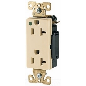 8362W Arrow Hart Decorator Duplex Premium Straight Blade Receptacle, 125 V AC, 20 A, 2 Poles, 3 Wires, White