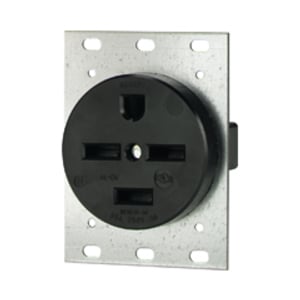Eaton power device receptacle, #14 to 10 AWG, 30A, Flush, 250V, Back and side, Black, NEMA 15-30R, Three-pole, Four-wire, Three-pole, four-wire, grounding, Screw, Glass-filled nylon, Three-phase, Power