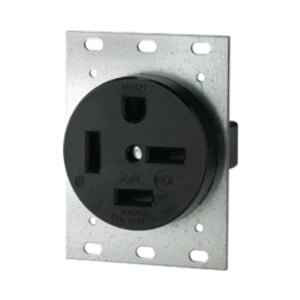 Eaton power device receptacle, #14 to 10 AWG, 60A, Flush, 250V, Back and side, Black, NEMA 15-60R, Three-pole, Four-wire, Three-pole, four-wire, grounding, Screw, Glass-filled nylon, Three-phase, Power