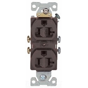 877B-BOX Arrow Hart Duplex Non-Grounding Straight Blade Receptacle, 125 V AC, 20 A, 2 Poles, 3 Wires, Brown