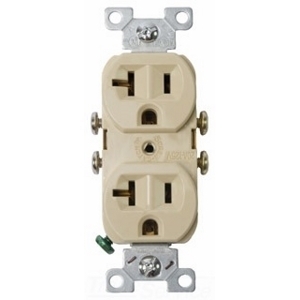 877V-BOX Arrow Hart 877 Receptacles Straight Blade Receptacle, 125 V, 20 A, 2 Poles, 3 Wires, Ivory