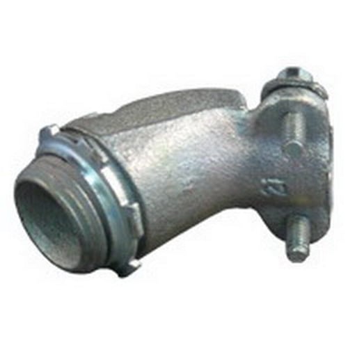 7245V Conduit Connector With Locknut, 3/8 in Trade, 0.38 to 0.63 in Cable Openings, For Use With Armored/FMC Cable, Malleable Iron/Steel, Zinc Electroplated